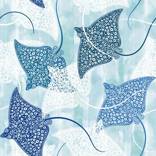schrägen farbige und weiße silhouetten auf blauem aquarell